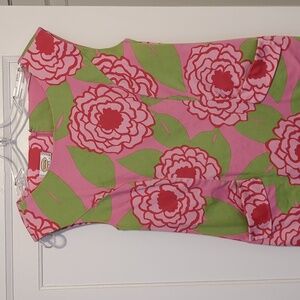 Talbots 1960s Style Shift Dress Floral Pink Lily Pulitzer Style Sleeveless Mini